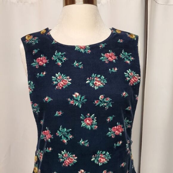 Vintage 90s y2k Talbots Boho Hippie Flower Dainty Floral Corduroy Midi Dress Md - Picture 6 of 8